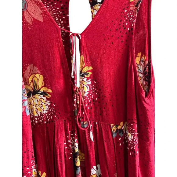 Free People Lovely Day Red Tie Front Tunic Mini Dress Size M - Picture 5 of 11